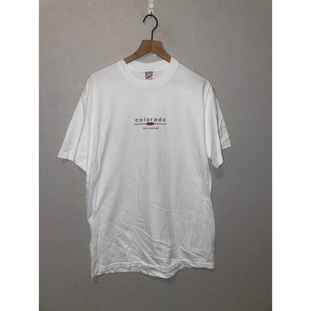 Vintage Colorado Shirt USA Rocky Mountains Minimalist Graphic Large White Tee
